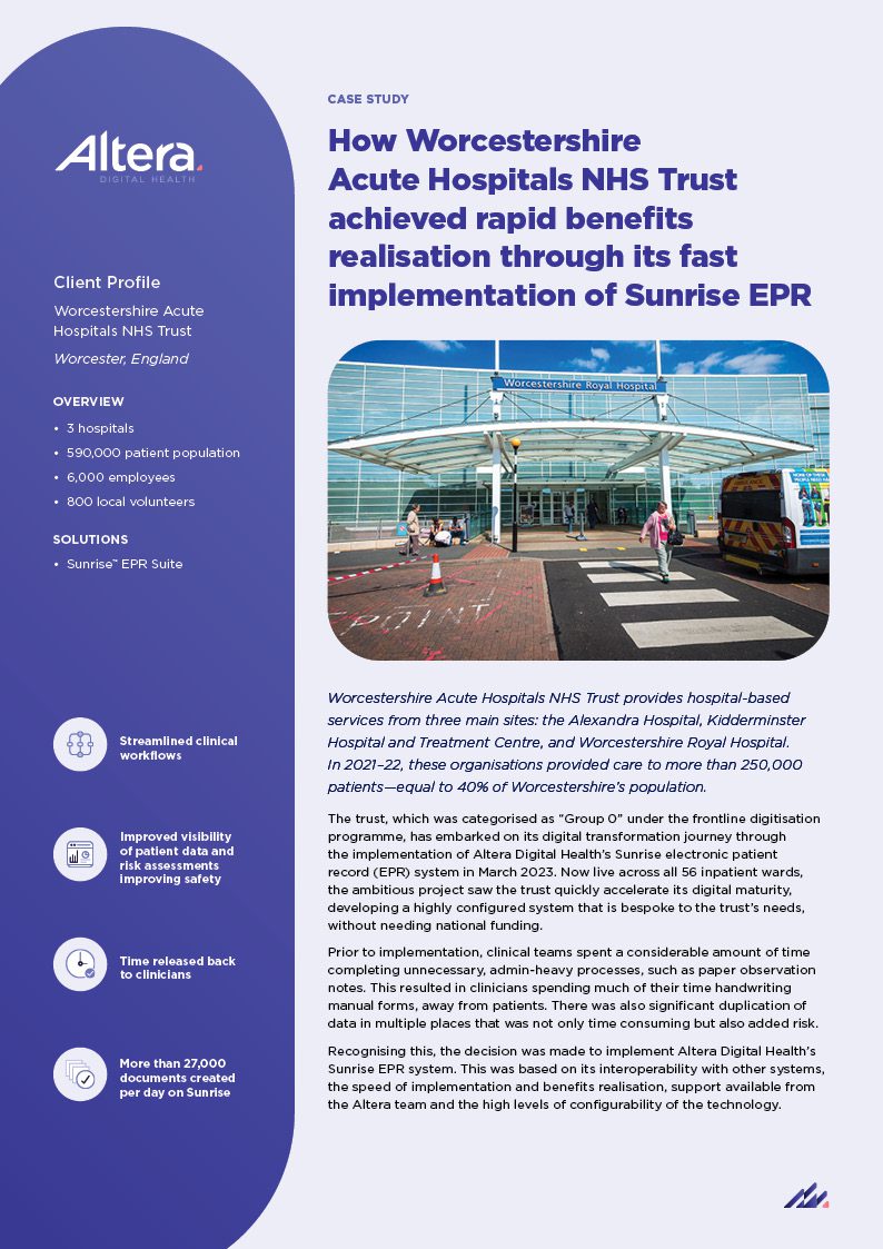 Worcestershire Acute Hospitals NHS Trust Sunrise ERP Implementation Story